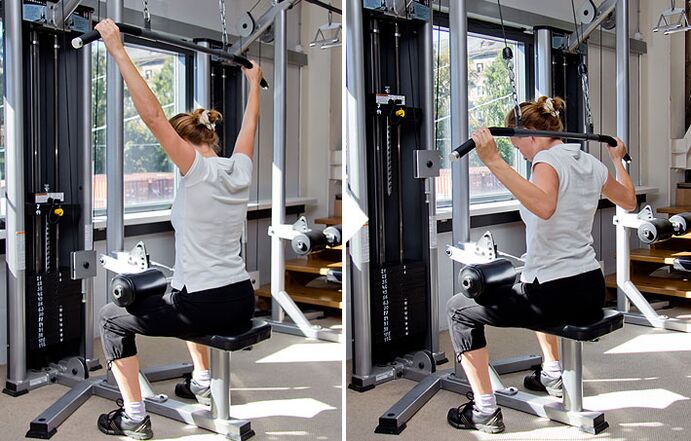 Цяга блока за спіну на трэнажоры спрыяе прапрацоўцы найшырэйшых цягліц спіны